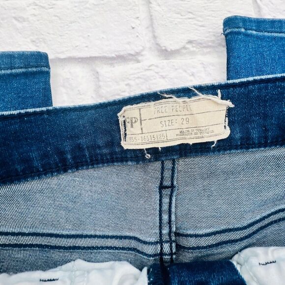 Free People Jeans Women's Size 29 Blue High Rise Stretch Destroyed Skinny - Picture 3 of 10